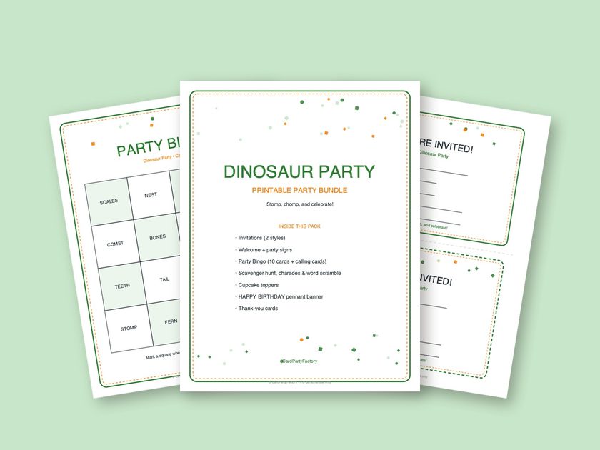 Dinosaur Party printable kit preview