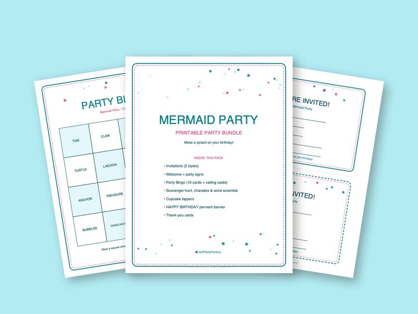 Mermaid Party printable kit preview