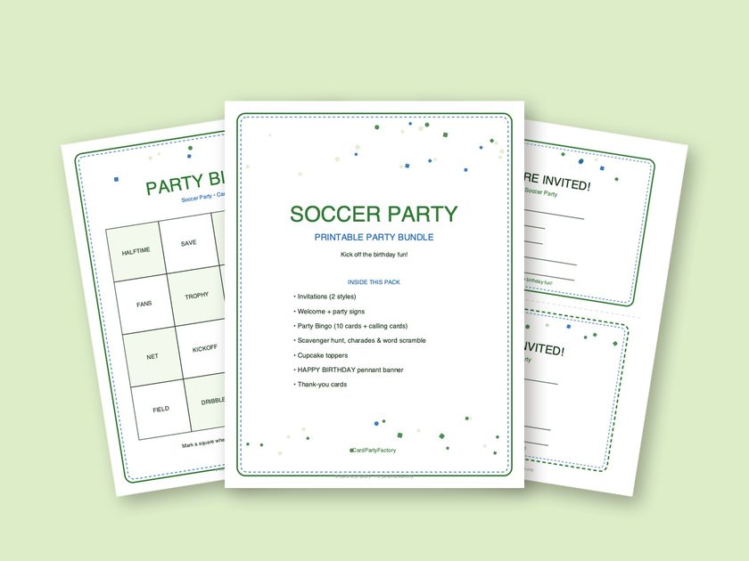 Soccer Party printable kit preview