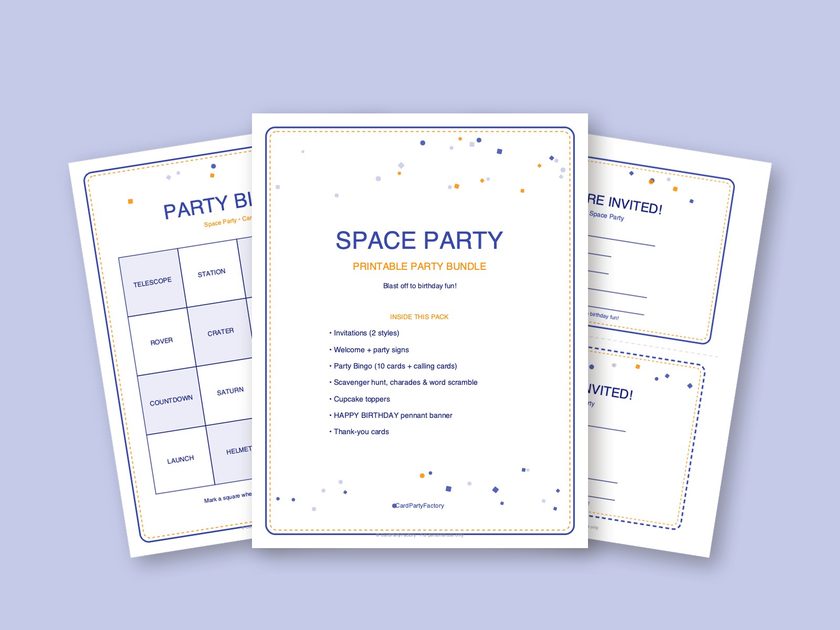 Space Party printable kit preview